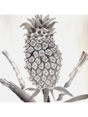 Backyard Pineapple Original Art Asian Style Sumi-e Ink Watercolor Painting 11x14